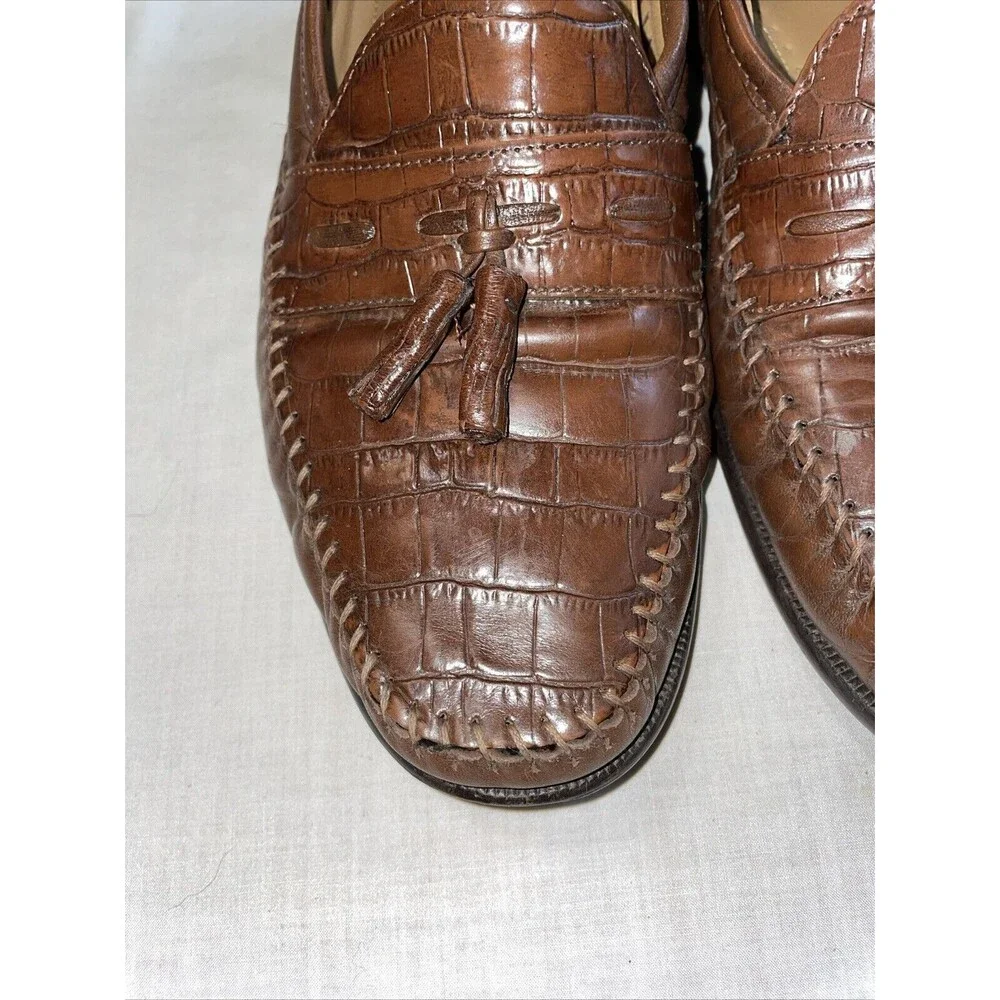 Florsheim Men’s Dressy Loafers Sz 9.5 M Brown Leather Faux Gator Business Formal